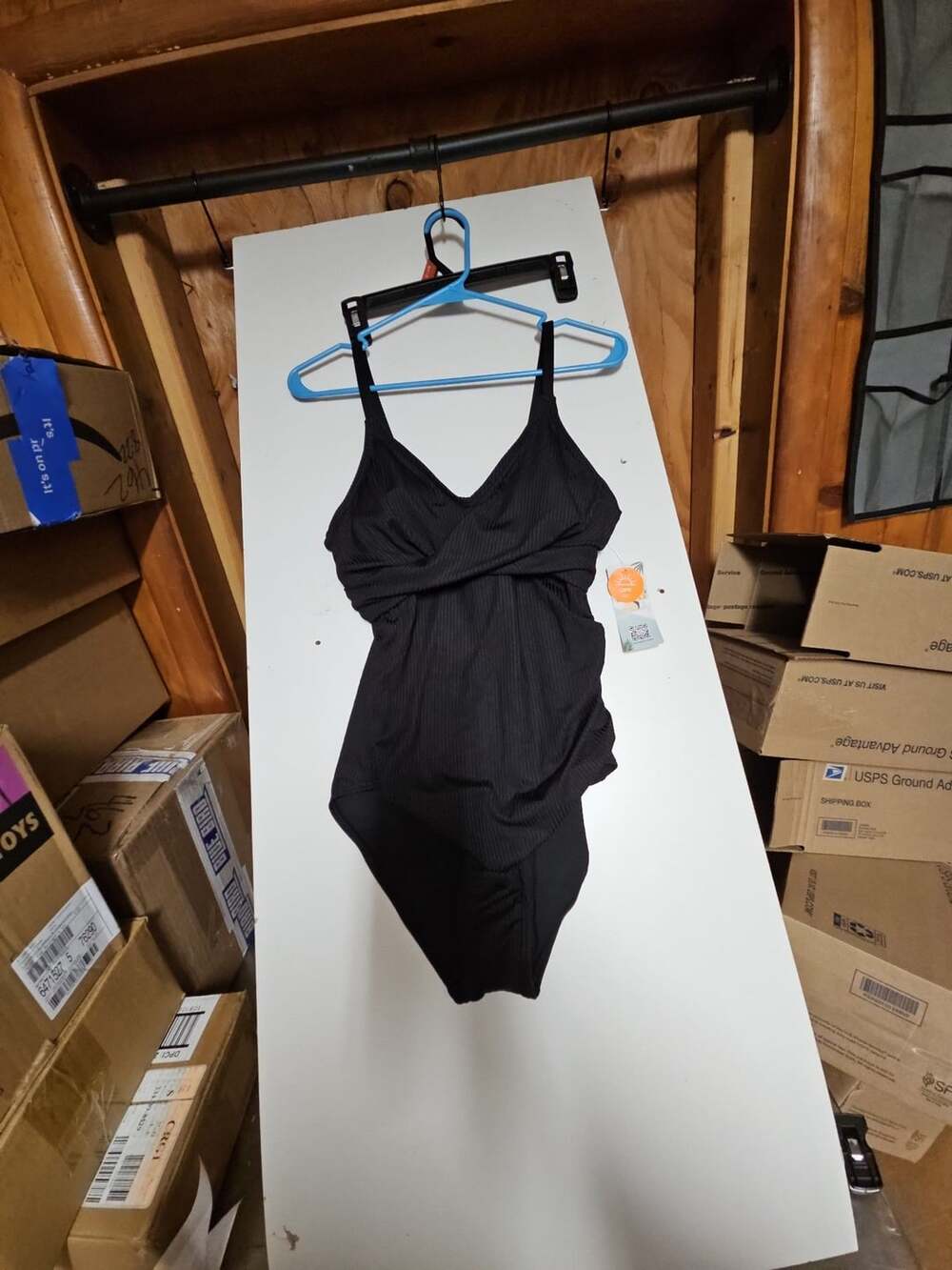 (358) Charmio Cross Front One Piece Swimsuit Black